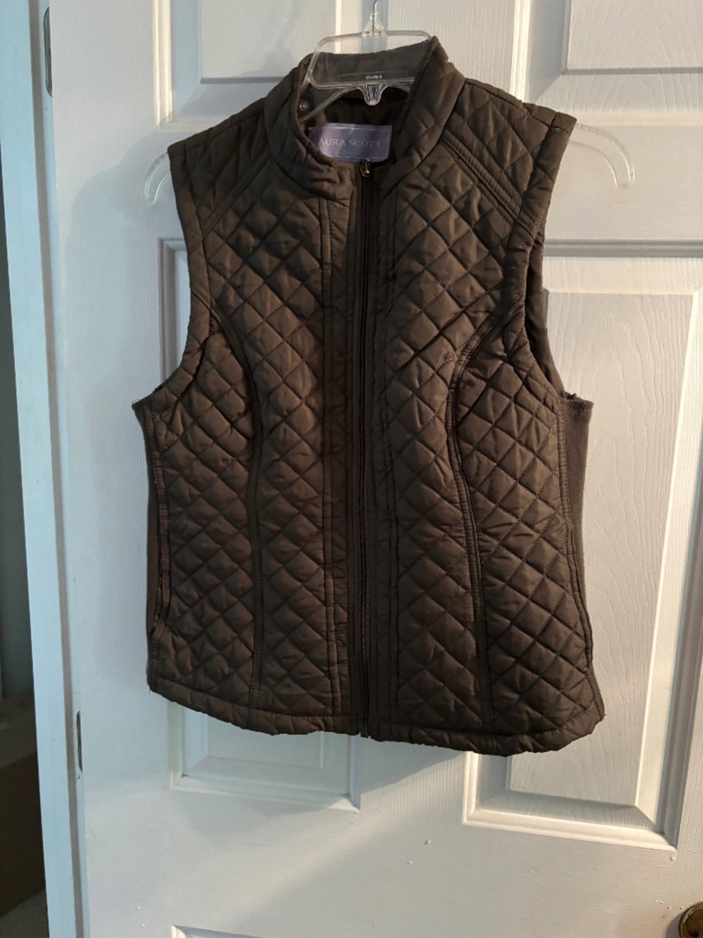 Laura Scott Olive Puff Collared Vest Size M